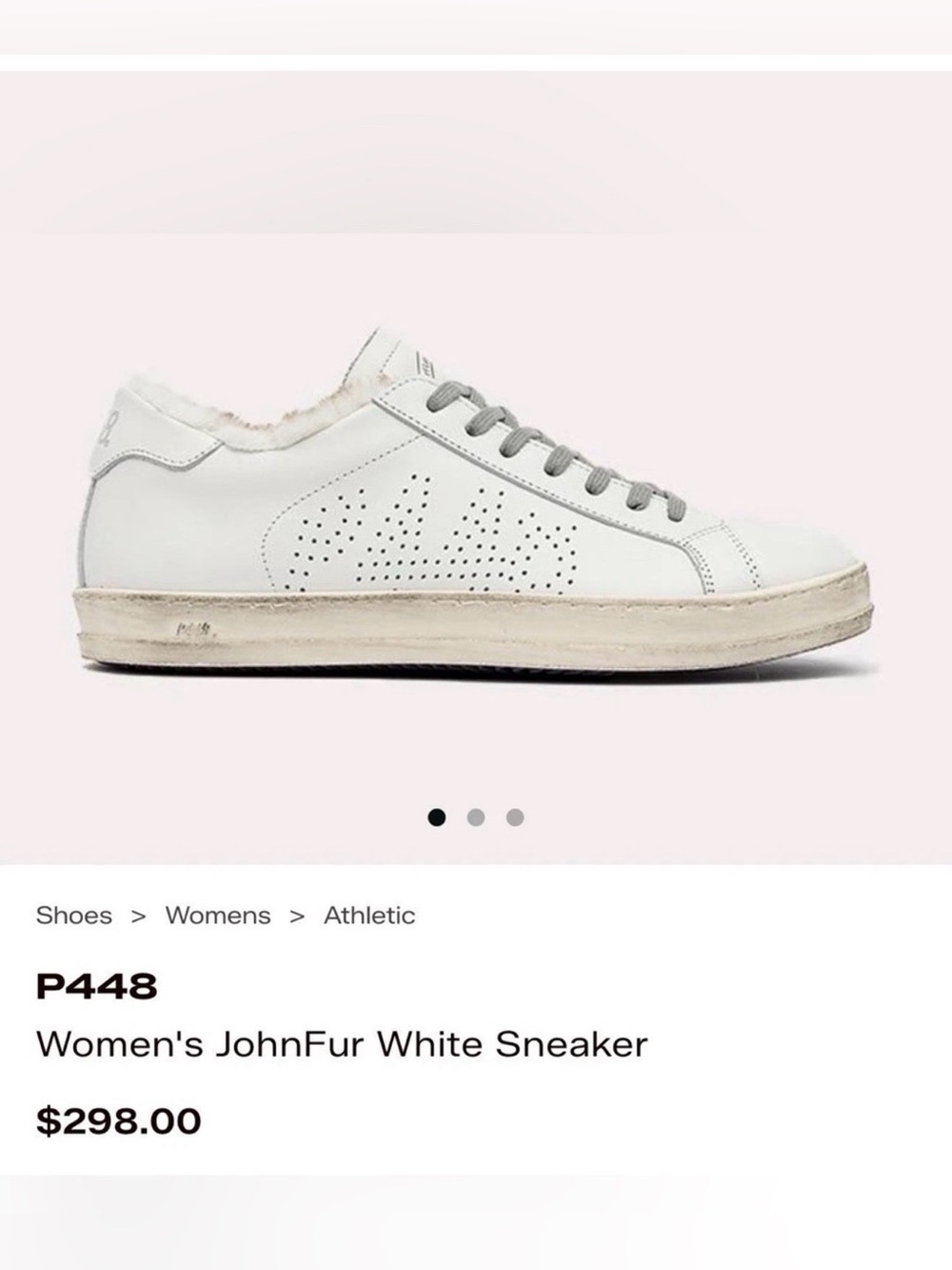 P448 White Leather Sneakers with Light Gray Laces